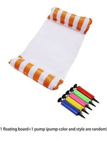 1 Set Inflatable Striped Hammock, Casual Net Lounge Chair Backrest Floating Bed, Foldable Floating Mat - Multicolor - View 13