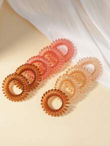 9pcs/Pack Ombre Spiral Hair Ties, Simple Scrunchies Hair Accessories - Multicolor - View 7