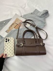 女士手提包，时尚优雅设计，高品质，可作单肩包使用，适合购物和通勤，咖啡色 - 咖啡 - 查看 8