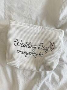 1pc Bride Wedding Day Emergency Kit Makeup Bag - Personalized Polyester Cosmetic Pouch, Lightweight Zippered Organizer, Machine Washable, Fade Resistant, Foldable - Fashion Style White Toiletry Bag Make Up Organizer Toiletry Travel Bag - Multicolor - View 5