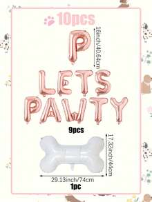 10件装汪汪气球派对套装，包含16英寸玫瑰金字母气球、狗骨头气球，适合狗狗生日派对、宠物主题派对、狗狗欢乐时光。 - 彩色 - 查看 7