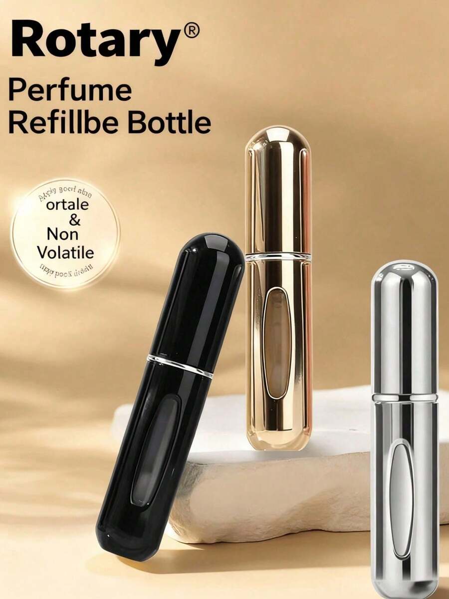 1PC 5ml Portable Perfume Refillable Bottle Self Pumping Dispenser Travel Size Leak Proof Matte Black Elegant Design Purse Friendly TSA Approved For Vacation Gym Date Night Daily Use Gift For Women Men Travelers - 黑色 - 查看 1