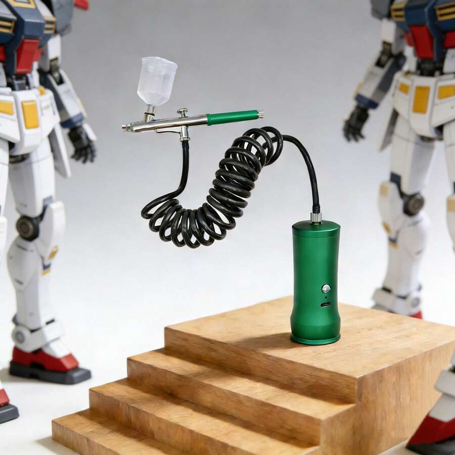 二合一可充电氧气喷射器及喷枪套装：纳米面部保湿 + 模型涂装/纹身/美甲工具 - 綠色 - 查看 1