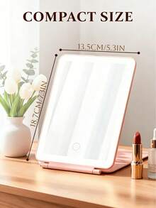 Novo Espelho LED, Espelho de Maquiagem Iluminado, Espelho de Vaidade de Mesa Dobrável, Espelho de Beleza Iluminado Portátil com 3 Modos de Iluminação, Espelho de Maquiagem LED de Mesa Recarregável e Dobrável, Espelho de Viagem LED Dobrável e Compacto, Espelho de Vaidade, Espelho de Maquiagem com Iluminação e Tela Sensível ao Toque Regulável, Espelho de Maquiagem de Viagem, Alto Custo-Benefício, Espelho para Dormitório, Espelho de Viagem, Espelho para Retoques de Maquiagem - Multicolorido - Visão 9