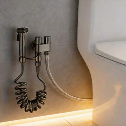 1 pieza Rociador de bidé de inodoro, 1 entrada 2 salida Válvula. Pistola rociadora potenciadora del lavado del inodoro, válvula angular doméstica, producto premium