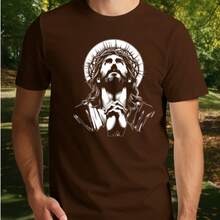 Camiseta Preta Estampa Jesus Unissex- Fé Estilo E Conforto - Marrom - Visão 5