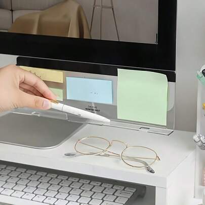Desk Organizer, Acrylic Memo Board For Com1pcs Puters, Monitor Sticky Note Holder, Phone Message Board Organizer, Transparent Office Message Board, Creative Multi-Functional Paper Sticky Notes.
