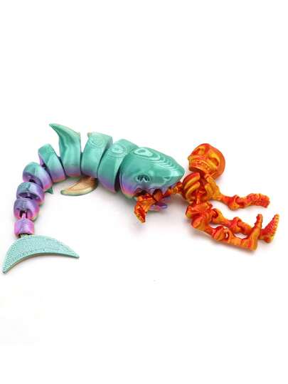 1 Pc 3D Printed Articulated Shark Figurine, Plastic Nautical Decor, Suitable For Home, Office, Party, Great For Valentine's Day, No Power Needed, Fit For Living Room, Bedroom Decoration