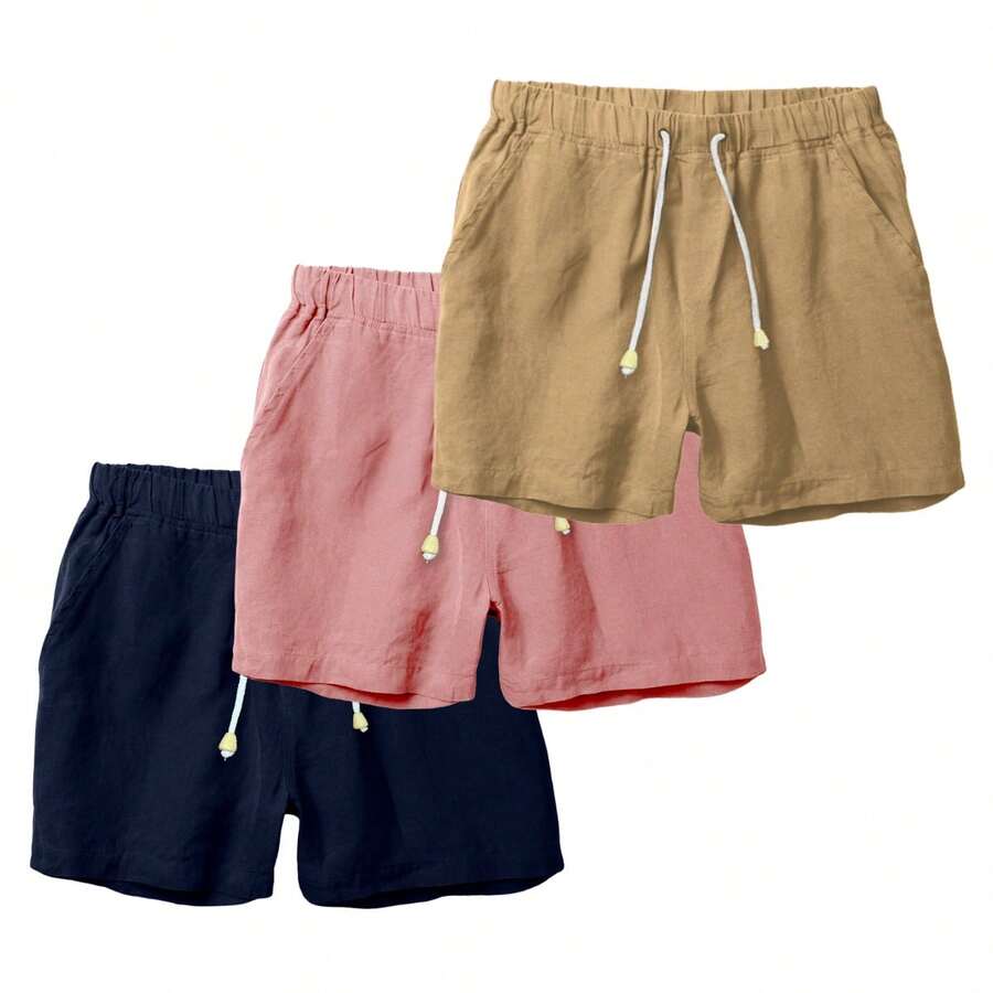 Set Of 3 Premium Linen Shorts For Men - Luxury Beachwear - 彩色 - 查看 1