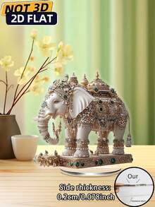 2D Elegant Elephant & Jewelry Style 2D Acrylic Printed Desktop Decor - Suitable For Home, Showcase Display - Multifunctional Holiday Decoration, Valentine's Day Gift, Home Decor Office Desk Accessories Desk Accessories Office Supplies Office Decor - Colorful - View 6