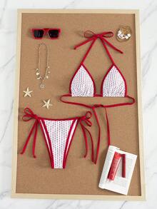 Bộ đồ bơi tankini phối họa tiết da báo dành cho nữ, gồm áo và quần, kiểu dáng thường ngày, thích hợp cho kỳ nghỉ hè hoặc đi biển. - Chấm đỏ - Xem 2