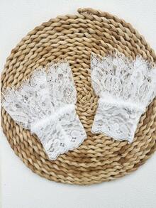 1Pair Lace Wrist Cuffs With Elastic, Decorative Fingerless Gloves For Spring Autumn Halloween - Multicolor - View 6