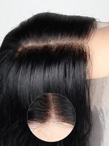 180 % densitet Svart rakt blandat hår 13x4 Lace Front-peruker Lång svart rakt värmebeständigt hår Peruker för kvinnor Mocha svart silkeslent rakt blandat hår Peruker med mänskligt hår 13*4 transparent lace Frontal peruk Brunt rakt hår Peruker - Natur & Svart - Visa 4