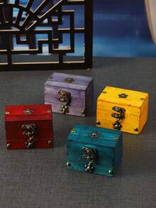 1个复古木质小号收纳盒，首饰盒，可收纳戒指项链、工艺品、珍宝，复古木质包装盒 - 彩色 - 查看 11