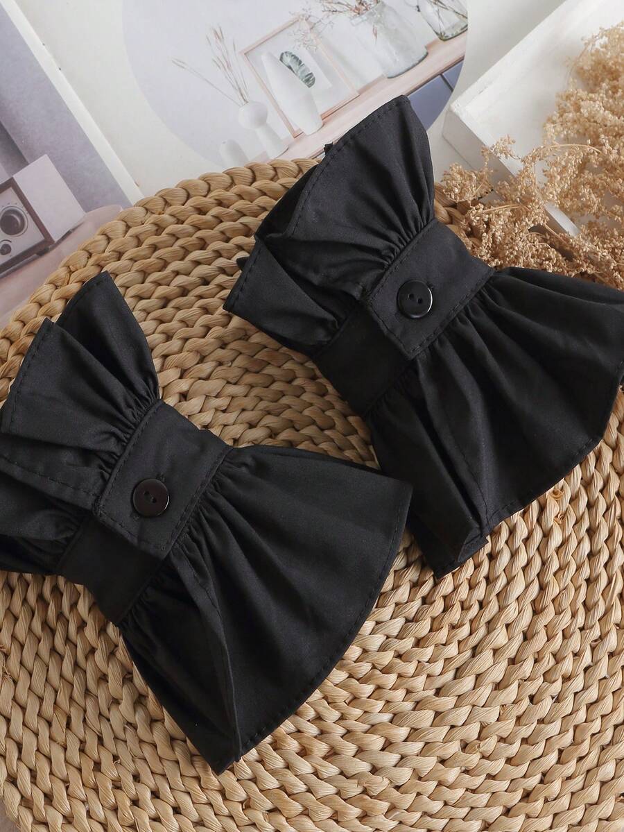 1 đôi tay áo giả bằng vải kiểu dáng loe, thích hợp cho các buổi đi chơi, dự tiệc, du lịch và lễ hội dành cho nữ. - Đen - 130 - Xem 1