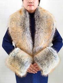 3pc  Fabric    Elegant    None    Fur Collar And Cuffs  Autumn And Winter - gừng - Xem 6