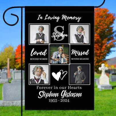Custom Double Sides Memorial Flag With Photo Personalized Garden Flag In Loving Memory For Outdoor Yard Cemetery Decorations Grave 12x18 Inch
