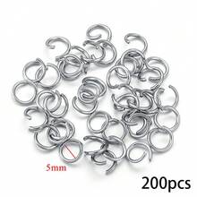 200-częściowe otwarte kółka zaciskowe ze stali nierdzewnej do tworzenia biżuterii, akcesoria DIY, podwójne łączniki kółek zaciskowych - Srebro - Zobacz 9