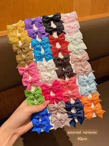 40个随机颜色可爱蝴蝶结发夹，价格实惠的日常发饰 - 彩色 - 查看 2