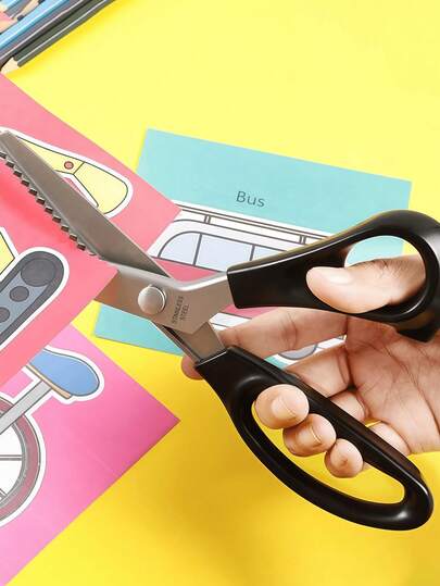 Serrated Scissors, Triangle Serrated Sewing Scissors, Heavy-Duty Serrated Fabric Scissors, Adult Handicraft Scissors, Suitable For Sewing Fabric, Leather And Cardboard; Professional Handheld Sewing Tool.