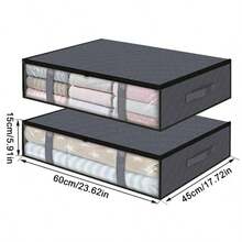 4 Pack Foldable Under-Bed Storage Boxes With Lid Fabric Underbed Containers - Grey - View 2