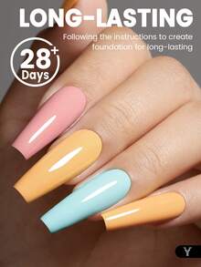 YOKEFELLOW 10毫升凝胶指甲油套装，春夏马卡龙糖果美甲凝胶指甲油，蓝紫色粉色，可卸UV指甲油，美甲DIY，居家或节日礼物（女孩适用） - 彩色 - 查看 4