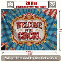 2D Flat, 1 Piece Welcome To Circus Retro Party  Old Circus Background Decoration With Bright Red And Gold Letters, Circus Tent, Suitable Birthdays, Halloween,, Carnivals  Durable Polyester Fabric Poster, Suitable Home, Wall, Camera Decoration  Easy To Hang Party Decoration, Home Decoration, Festive Design, HighQuality Printing, Event Organizer, Large Size, Indoor/Outdoor Background, Camera Background, Birthday Party Decoration, Background - Multicolor - View 3