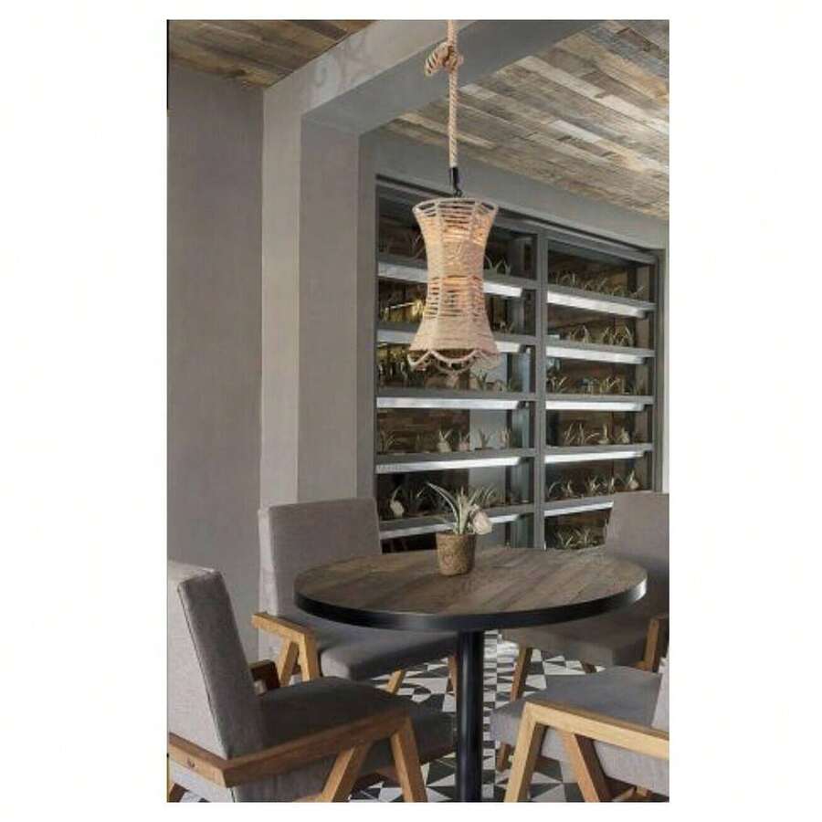 OISE ART STORE Lampadario In Corda Di Canapa Stile Vintage Retro Lampada Country Attaco E27 A55 - - Multicolore - Visualizzare 1