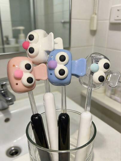 4 piezas Soporte para cepillo de dientes con forma de gafas lindas - Juego de almacenamiento de cepillo de dientes de color dopamina para viajes - Estuche protector a prueba de polvo para cepillo de dientes, adecuado para el hogar/viajes