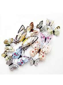 12pcs 3D Realistic Double-Layer Butterfly Wall Stickers - Brighten Your Home, Creative Decor For Living Room, Bedroom, Room, Wall, Kitchen, Home - Double Butterfly - View 22