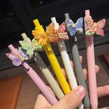 6pcs Floral Butterfly Party Cute Stationery Gifts, Butterfly Design Black Ballpoint Pens, Decorative Butterfly Pens, Party Favor Gift Set - Sets - View 6