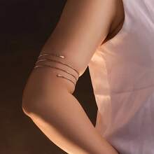 Women's Adjustable Arm Bracelet, Minimalist Style, Wrapped, Modern And Elegant Design For Summer And Party Looks - Vàng - Xem 2