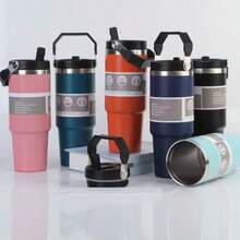 Termo Portátil Acero Inoxidable 30oz Con Fría/caliente,Perfecto para bebidas calientes y frías, ideal para viajes y uso al aire libre - Gran regalo para el Día de San Valentín y para volver a la escuela - Negro - Ver 11