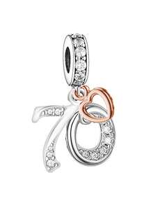 925 Sterling Silver Minimalist Heart Shaped Numeric Pendant, Unisex Birthday Gift - Silver - View 3