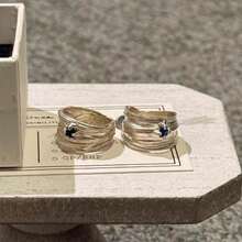 1pc Korean Style High-End Ribbon Knot Wide Ring, Cool Tone - Silver - View 4