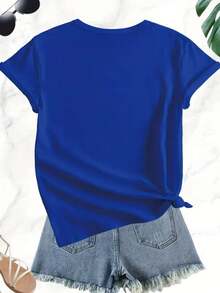 Camiseta de Mujer Estilo Bohemio - Camiseta Impresa% Algodón Suave y Cómoda, Cola de Caballo Dorada Clara con Estampado de Sol y Palmera, Estilo de Calle de Vacaciones de Playa de Verano, Cuello Redondo y Manga Corta, Regalo Perfecto para Mujeres - Azul - Ver 5