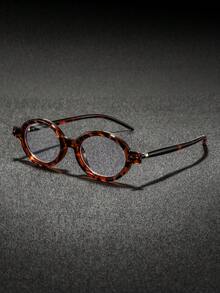 一副男士椭圆形塑料眼镜，个性化设计，轻巧耐用，时尚休闲，无度数，适合日常通勤、商务、驾驶、居家佩戴。 - 彩色 - 查看 2