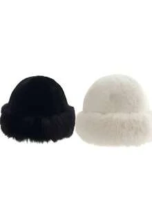 10/1pc Women's Winter Fleece Bucket Hat, Fashionable Thick Ladies Hat, Winter Warm Hat, Women's Winter Knitted Hat, Winter Gear, Women's Warm Hat, Women's Winter Hat - Multicolor - View 18