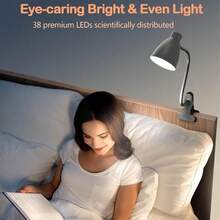 360°可调节LED夹式台灯，USB供电桌面阅读灯 - 3种色温，可调节灯臂，灵活颈部设计，适用于家庭办公室、床头、手工制作、视频通话等场合，现代可调光LED台灯 - 喇叭夾子燈 - 查看 5