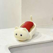 1pc Cute Cat Soap Dish, Bathroom Wall Mounted Soap Holder, Drain Rack - One Size - View 2
