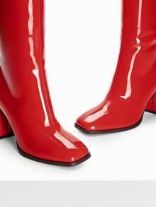 Women's Chunky Heel Go-Go Boots - Square Toe Knee High Side Zip Tall Boots For Casual, Retro, Party - 紅色 - 查看 5