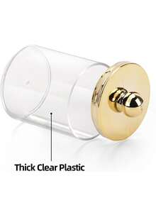 1/2/3/4件装塑料棉签球收纳盒，10盎司浴室收纳盒，透明棉签盒带金色盖子。浴室 - 彩色 - 查看 8