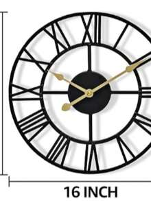 Sorbus Large Wall Clock for Living Room Decor - 16 Inch Big Wall Clock Decorative - Battery Operated - Roman Numeral Analog Large Clock for Bedroom, Room, Home, Kitchen, Office, Wall Decor (Black) - Estrella - Ver 2