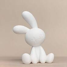 Abstract Art Sculpture Black And White Rabbit Design Ideal For Bohemian Living Rooms And Cafes Unique Decor For Home And Office Minimalist And Elegant Craftsmanship Plastic Material - 黑白 1套 - 查看 3
