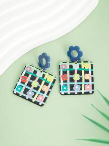 1对时尚可爱的向日葵造型耳环，适合日常穿搭 - 彩色 - 查看 4