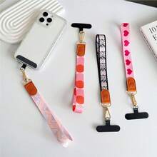 1条皮革金属挂绳，复古印花织带，宽版手机挂绳，防丢 - 彩色 - 查看 3