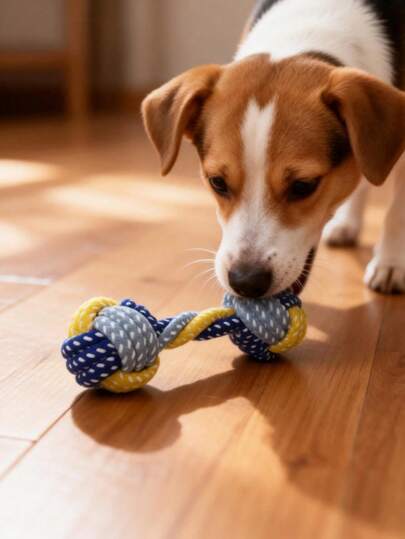 1pc Cotton Rope Woven Pet Toy, For Large, Medium And Small Dogs To Chew And Interact, Helps Teeth Cleaning, Random Color