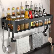 1Pc Space-Saving Wall-Mounted Kitchen Organizer Spice Rack And Food Storage Shelf, Easy To Install, No Drilling Required - Multicolor - View 12