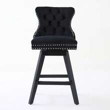 كراسي البار - أسود + مخمل + رغوة - مشاهدة 3