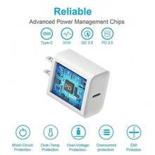 30W 快充适配器套装 - PD 20W 充电器适配器 + 200厘米快充线，兼容 14/13/12/11/XS/XR/8/7/6、iPad 系列 - 美規A型插(110-127V) - 查看 3